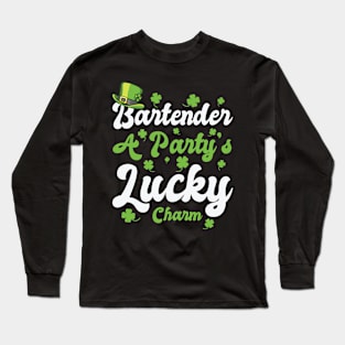 St. Patrick's Day Shamrock Clover Bartender Lucky Charm Long Sleeve T-Shirt